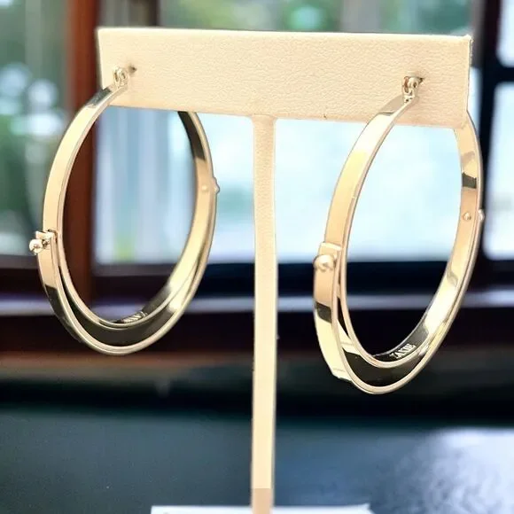 New Zaxie by Stephanie Taylor Hoop Earrings Silver Tone Hoops - 8E - Picture 2 of 4